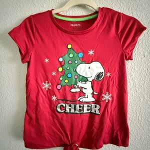 Peanuts Red Snoopy Christmas Cheer Kids Shirt